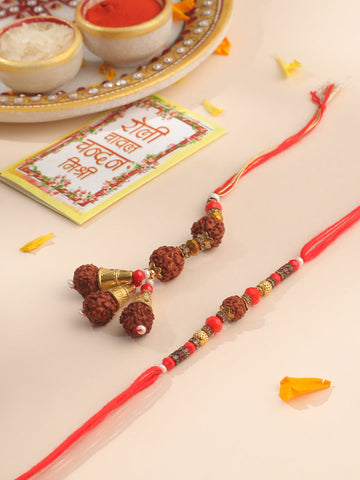 Rudraksha Bhaiya Bhabhi Rakhi combo