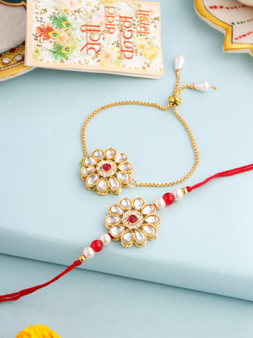 👫✨ Celebrate the Bond Beyond Brothers – Kundan Bhaiya-Bhabhi Rakhi Set Now Available! ✨👫
