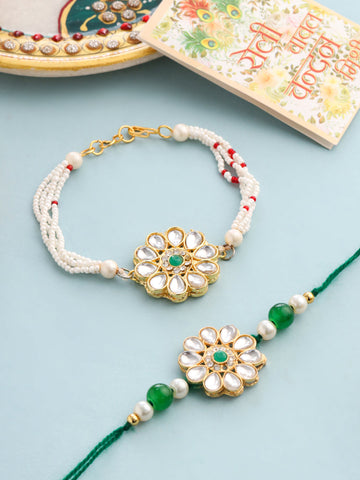 👫✨ Celebrate the Bond Beyond Brothers – Kundan Bhaiya-Bhabhi Rakhi Set Now Available! ✨👫