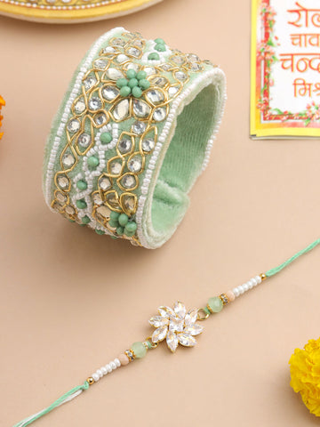 💫 Timeless Tradition, Wearable Elegance – Kundan Kada Rakhi 💫