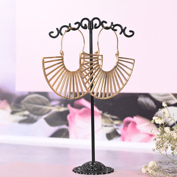 NVR Women Gold-Plated Circular Hoop Earrings