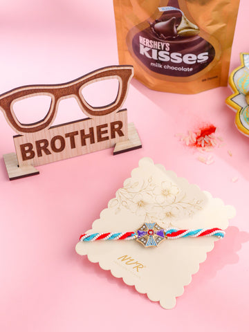 NVR Men Floral Design Multicolor Artificial Stones & Pearls Thread Rakhi Combo