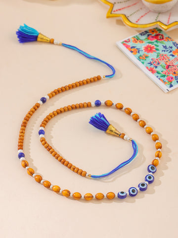 NVR Men Evil Eye Multicolor Thread Rakhi with Roli Chawal Chandan & Mishri