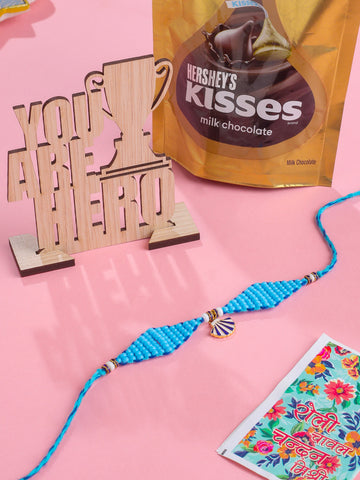 NVR Men Blue Pearls Unique Design Thread Rakhi, Combo for Rakshabandhan