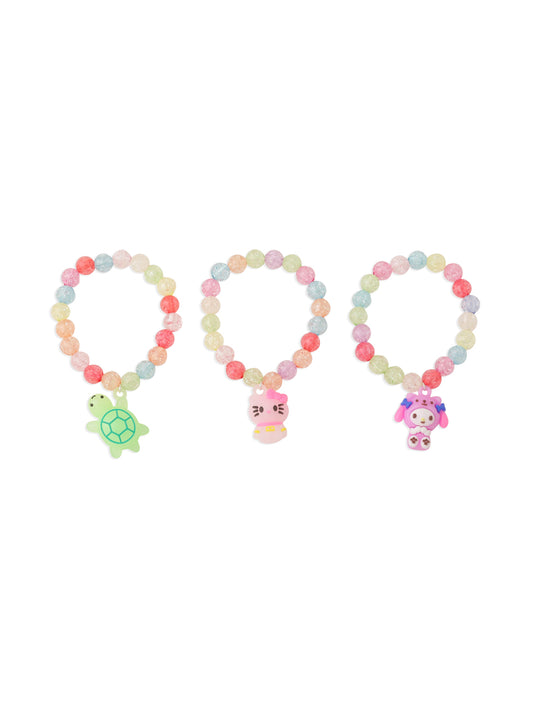 NVR Kids Set of 3 Cartoon Design Artificial Beads Thread Rakhi with Roli Chawal Chandan & Mishri