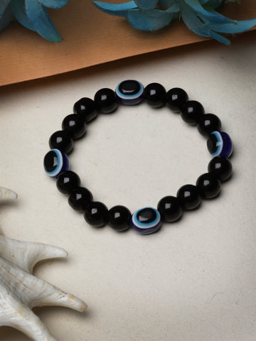 NVR Unisex Black Evil Eye Adjustable Bracelet