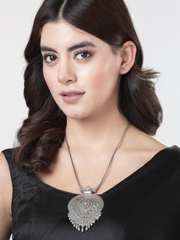 NVR Rhodium-Plated Oxidised Necklace