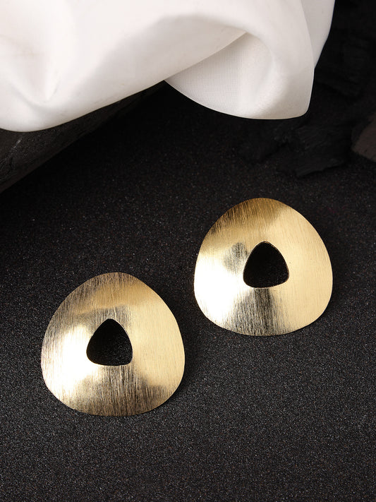 NVR Women Gold-plated Alloy Triangular Drop Earrings