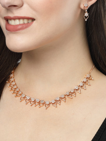 NVR Women Gold-Plated American Diamond-Studded Handcrafted Jewellery Set