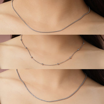 NVR Women Set of 3 Silver-Toned German Silver Oxidised Chain