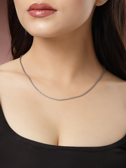 NVR Women Set of 3 Silver-Toned German Silver Oxidised Chain