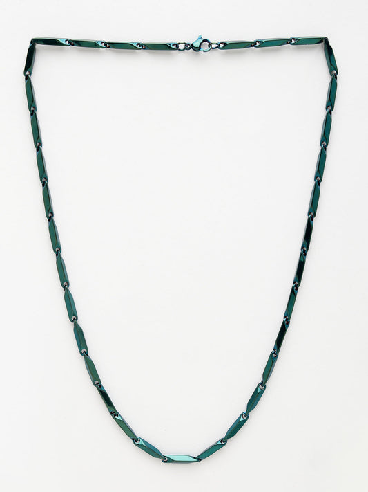 NVR Men Green Rhodium-Plated  Stainless Steel Chain