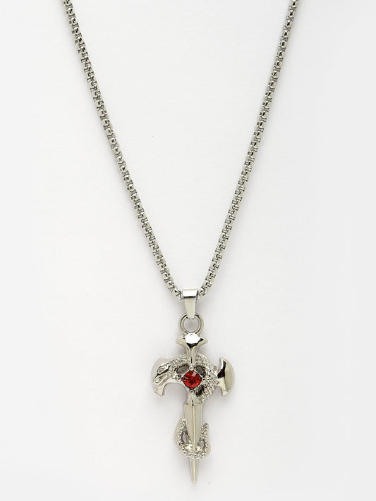 NVR Men Silver-Plated  Stainless Steel Pendant with Chain