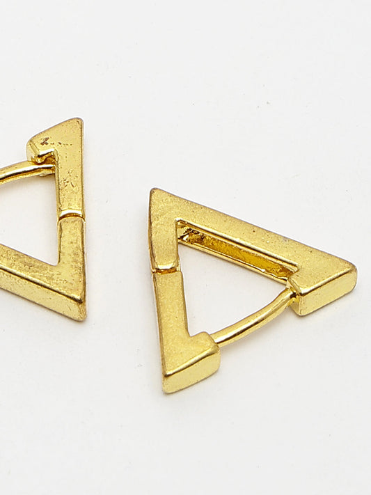NVR Men Gold-Plated Geometric Shape Stainless Steel Studs Earring