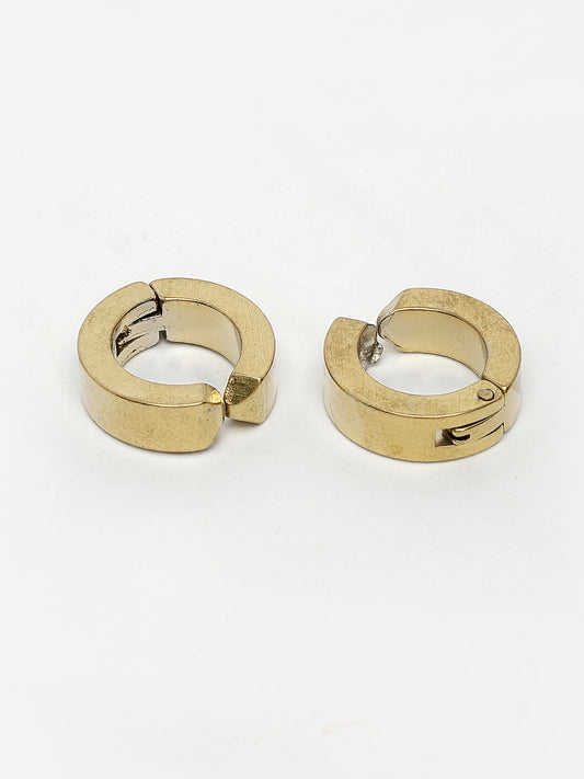 NVR Men's Gold-Plated Contemporary Hoop Earrings