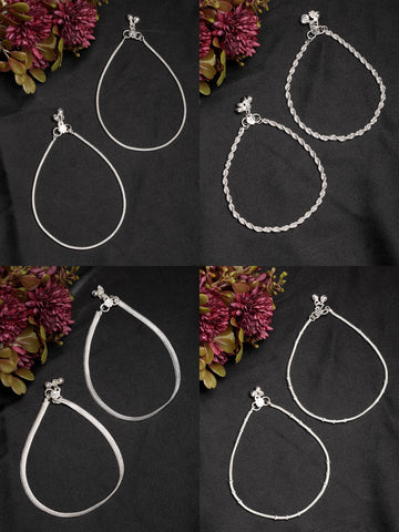 NVR Women's Pair of 4 Silver-Plated Anklets