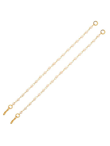 NVR Pearl Studded Classic Gold-Plated 1 Line Ear Chain Ear Cuff