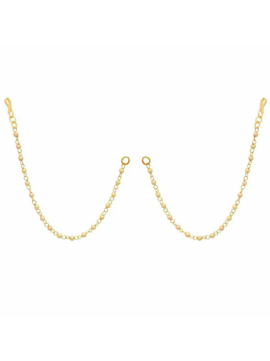 NVR Pearl Studded Classic Gold-Plated 1 Line Ear Chain Ear Cuff