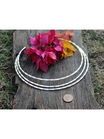 NVR Women 3 Layers Oxidized Silver-Plated Statement Choker Necklace