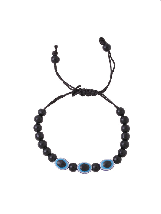 NVR Unisex Black Evil Eye Beaded Adjustable Bracelet