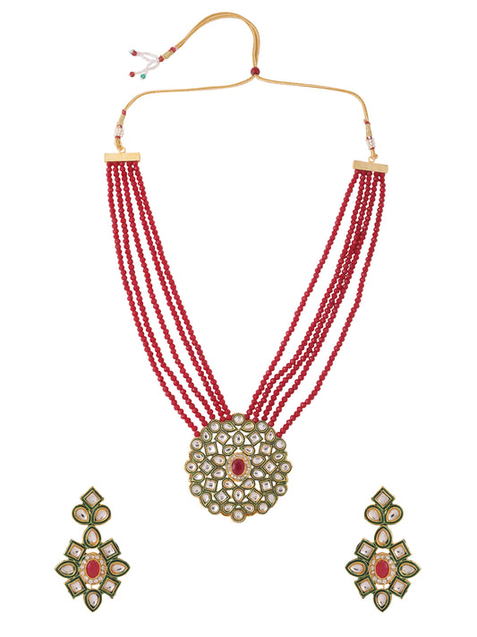NVR Gold Plated Kundan Studded Jewellery Set