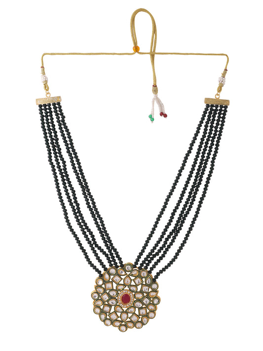 NVR Gold Plated Kundan Studded Jewellery Set
