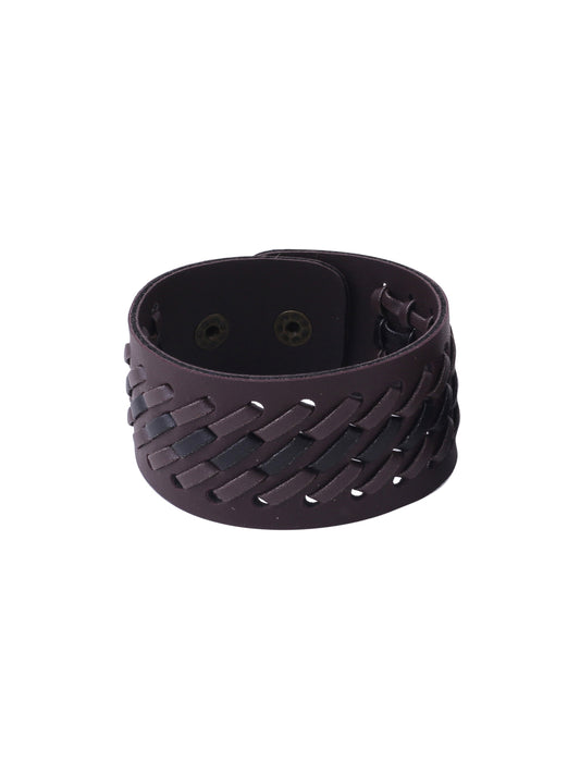 NVR Men Black leather wraparound bracelet
