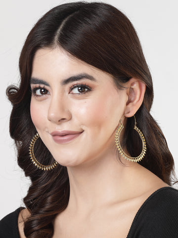 NVR Women Rhodium-Plated Circular Hoop Earrings