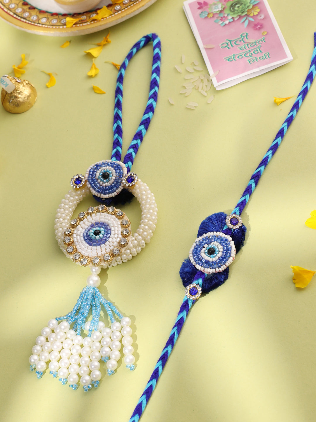 🧿💙 Evil Eye Bhaiya-Bhabhi Rakhi Set 💙🧿