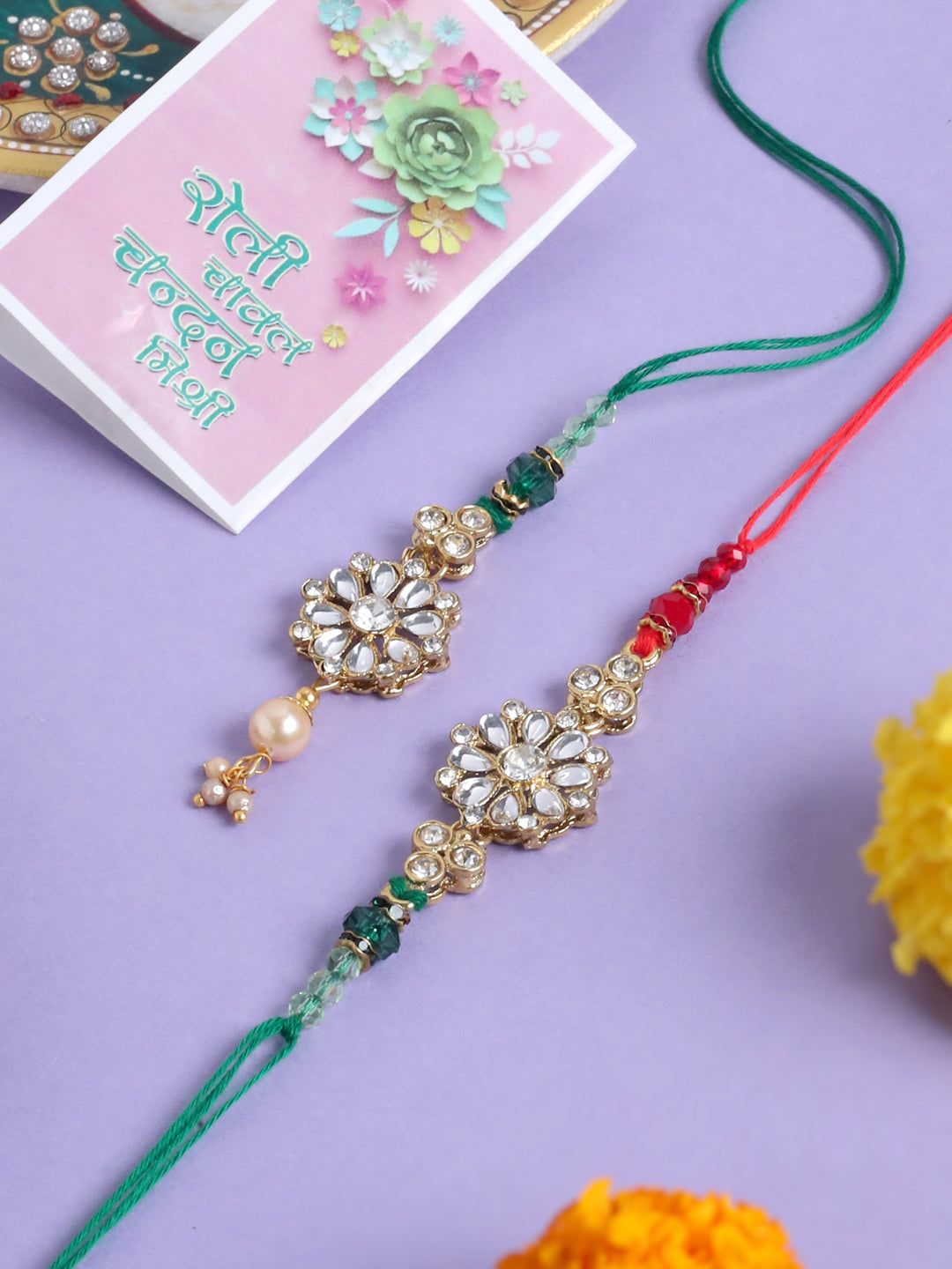 👑✨ Royal Kundan Bhaiya-Bhabhi Rakhi Sets ✨👑