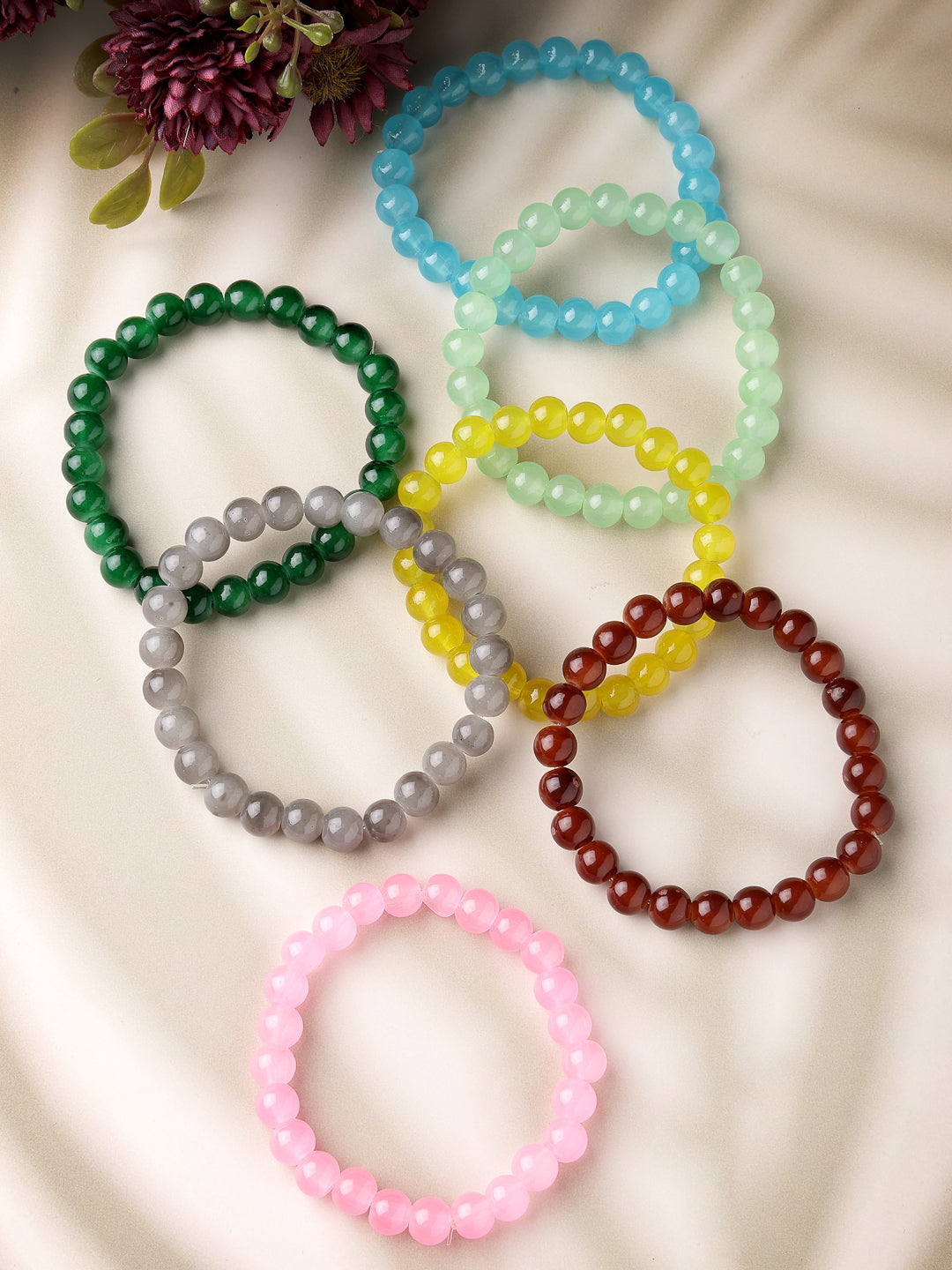 NVR Unisex Set Of 7 Artificial Beads Bracelet