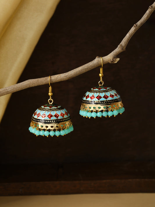 NVR Women's Gold Plated Classic Jhumka Earrings