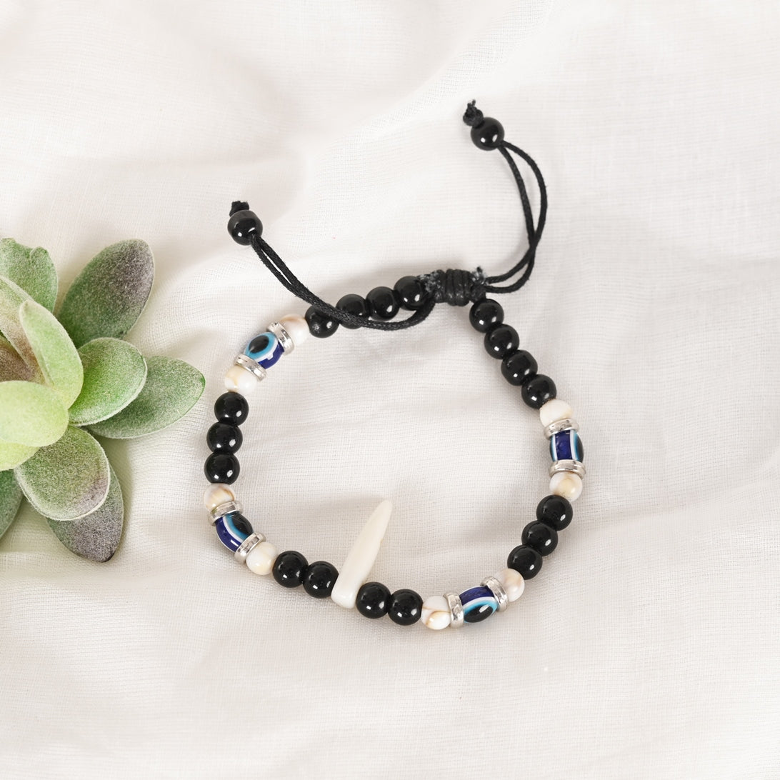 NVR Pearl Evil Eye Adjustable Bracelet