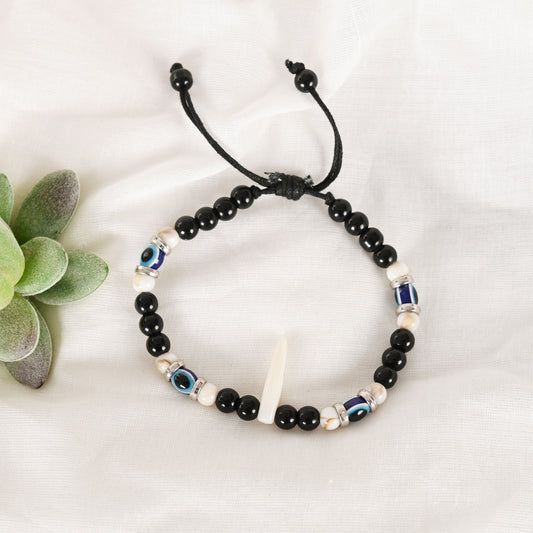 NVR Pearl Evil Eye Adjustable Bracelet