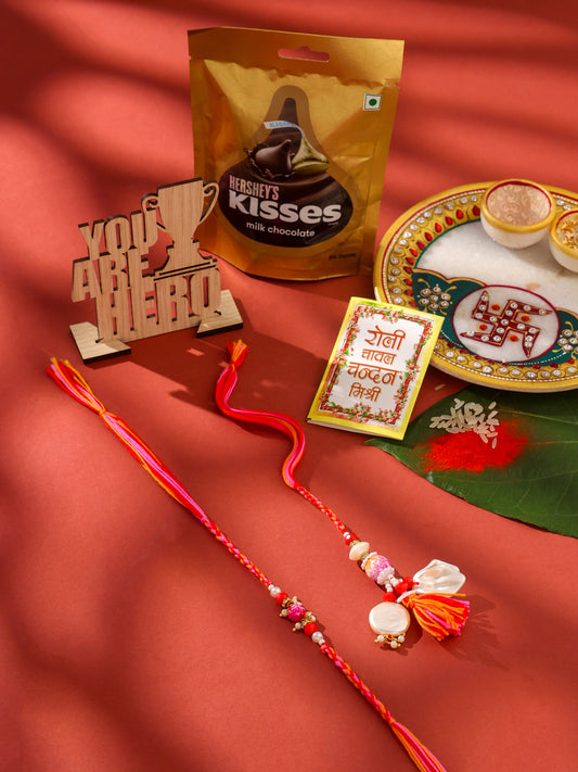 NVR Set of 2 Multicolor Artificial Stones & Beads Bhaiya Bhabhi Rakhi Combo