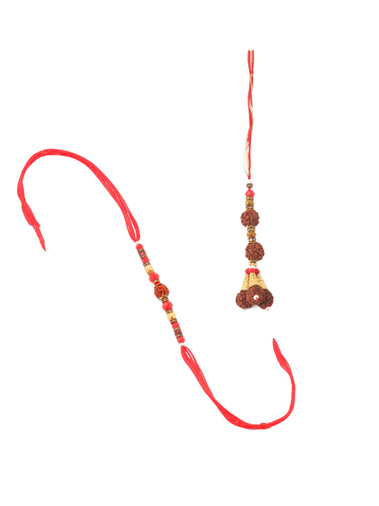 NVR Set of 2 Multicolor Rudraksh & Beads Bhaiya Bhabhi Rakhi Combo