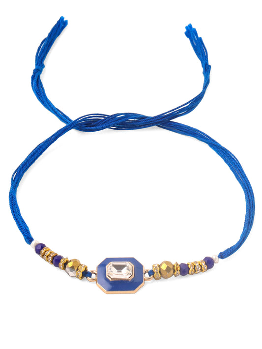 NVR Men Blue Artificial Stones Handmade Thread Rakhi, Combo for Rakshabandhan