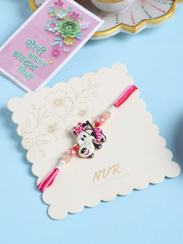 NVR Stylish Red Cartoon Character Kids Rakhi with Roli Chawal Chandan & Mishri