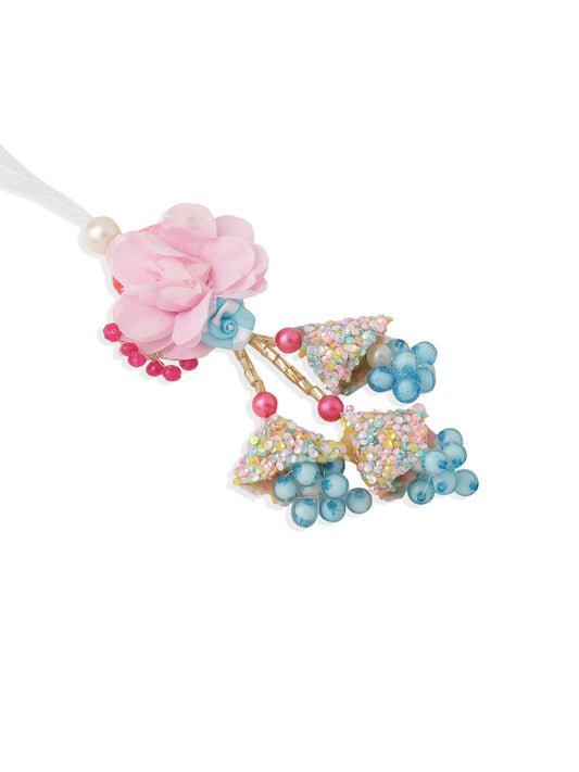 NVR Set of 2 Multicolor Artificial Beads Floral Design Bhaiya Bhabhi Rakhi Combo