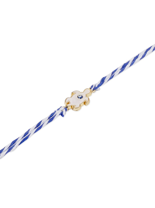 NVR Men Blue Evil Eye Thread Rakhi with Roli Chawal Chandan & Mishri