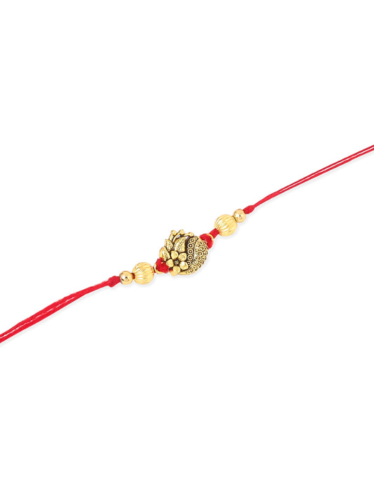 NVR Men's Set of 3 Gold Toned Thread Rakhi Set, Combo for Rakshabandhan
