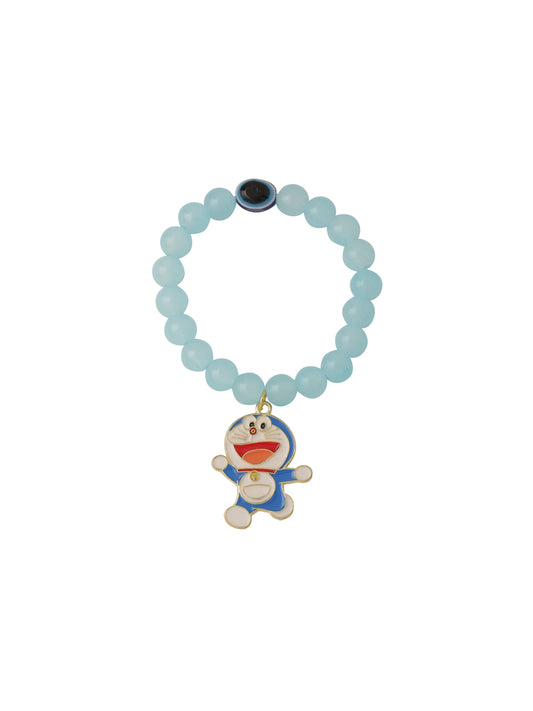 NVR Kids Cartoon Design Sky BLue Artificial Beads Thread Rakhi with Roli Chawal Chandan & Mishri