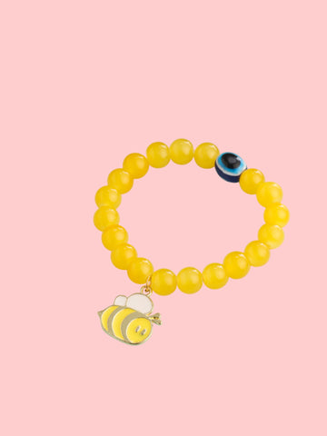 NVR Unisex Yellow Artificial Beads Stylish Bracelet