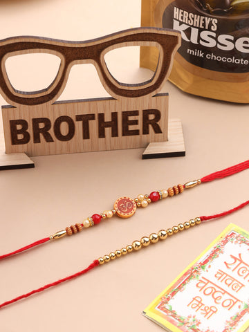 NVR Men's Set of 2 Red Religious Thread Rakhi, Combo for Rakshabandhan