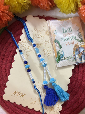 NVR Set of 2 Traditional Bhaiya Bhabhi Rakhi with Roli Chawal Chandan Mishri