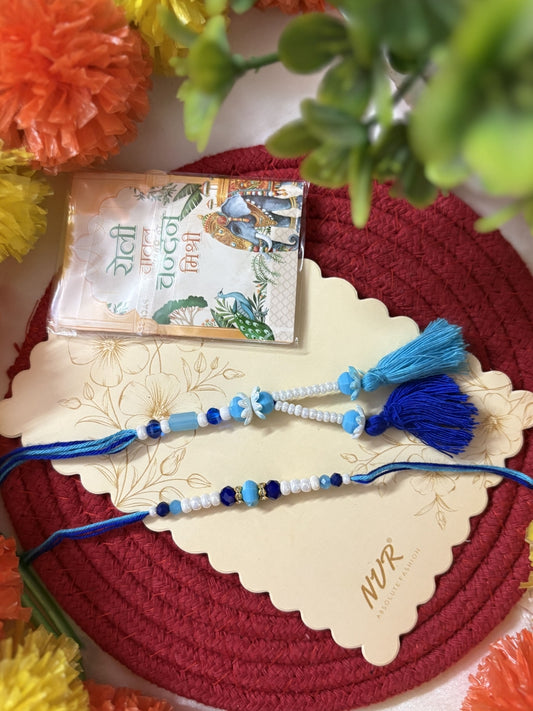 NVR Set of 2 Traditional Bhaiya Bhabhi Rakhi with Roli Chawal Chandan Mishri