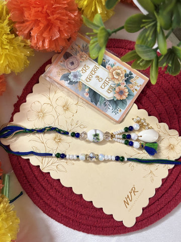 NVR Set of 2 Traditional Bhaiya Bhabhi Rakhi with Roli Chawal Chandan Mishri