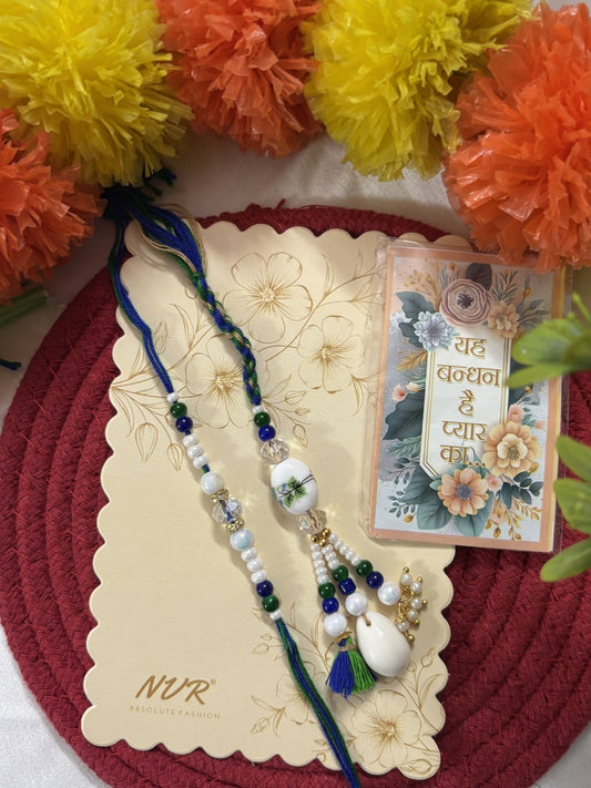 NVR Set of 2 Traditional Bhaiya Bhabhi Rakhi with Roli Chawal Chandan Mishri