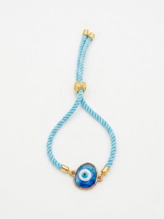 NVR Set of 2 Blue Evil Eye Bhaiya Bhabhi Wraparound Rakhi with Roli Chawal Chandan Mishri