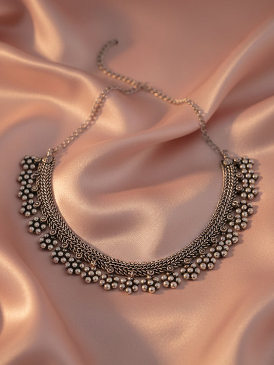 NVR Oxidised silver Beaded Necklace